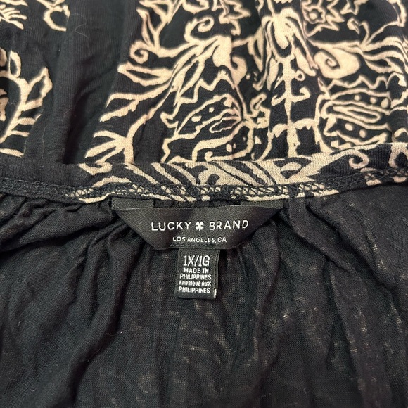 Lucky Brand black and tan peasant top, 1X - Picture 5 of 5